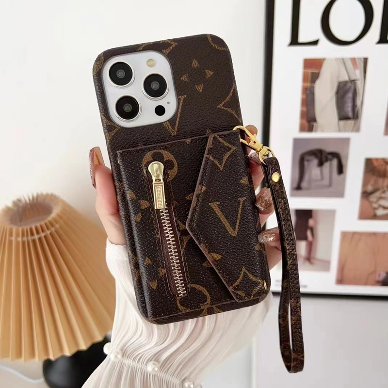 designer phone case Wallet Phone Case Designer for iPhone 16 15 14 13 12 11 Pro Max XS Max 15 Plus Case Zipper Purse Card Slot Bag Holder Crossbody Straps Case