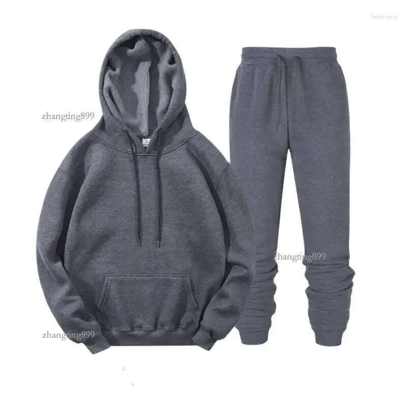 Men's Hoodies 2024 Tracksuit Men Brand Male Solid Hooded Sweatshirt Pants Set Mens Hoodie Sweat Suit Casual Sportswear S-3XL