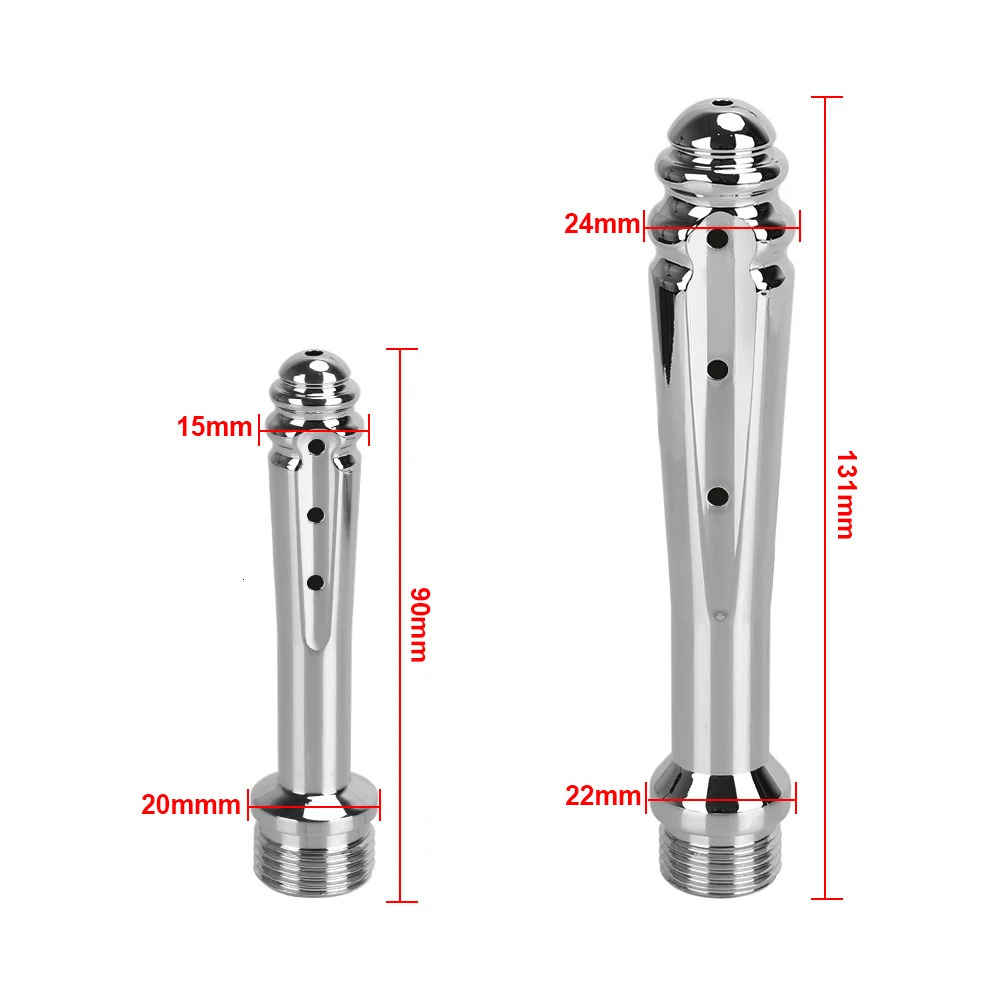 7 Holes Metal Anal Washer Nozzles Butt Plug for Women Vaginal Shower Men Anus Cleaner Enema Douche Sex Toys Couple Games 240325