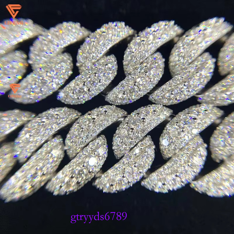 20mm Design Hip Hop Iced Out Sterg Sier Moissanite Cuban Chain Custom Letter Clasp Fashion Jewelry Necklace