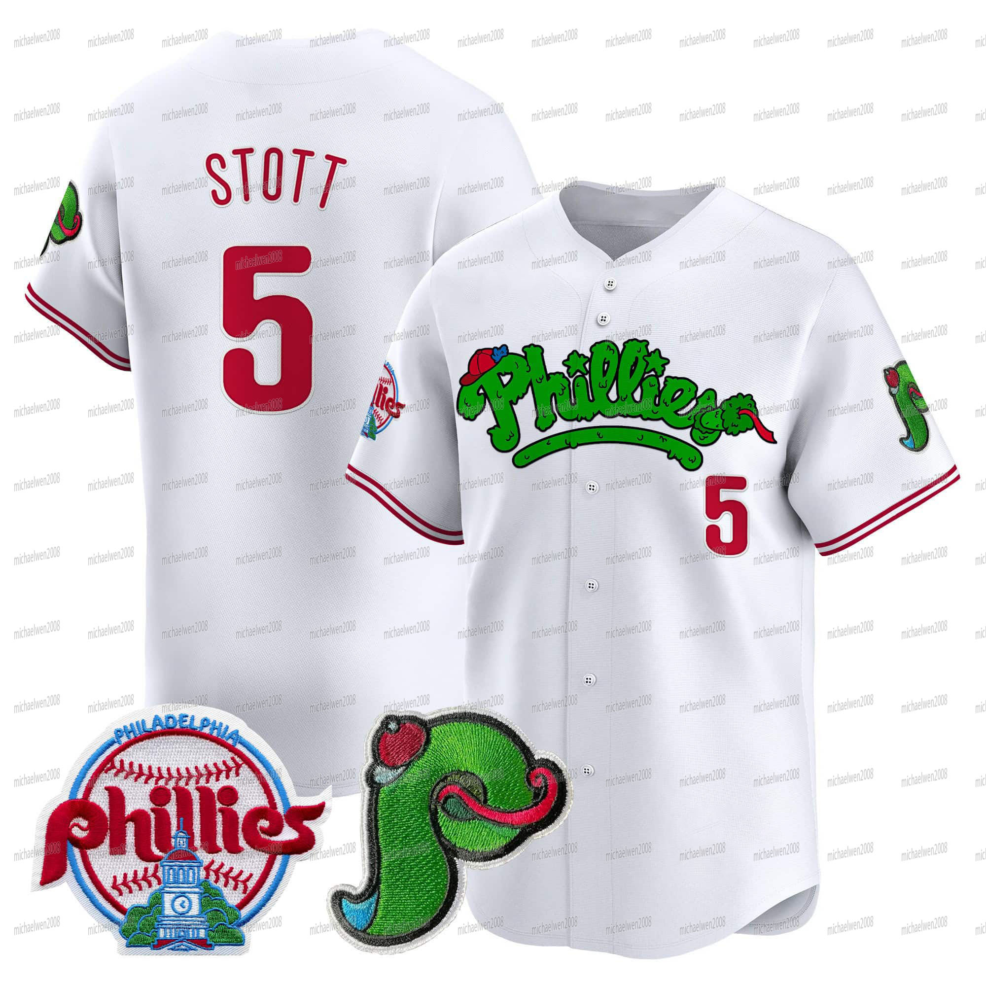 Philliess 2024 Phanatic Patch Baseball Jersey 3 Harper Trea Turner Schwarber Brandon Marsh Nick Castellanos Bryson Stott Alec Bohm Garrett Stubbs J.T.