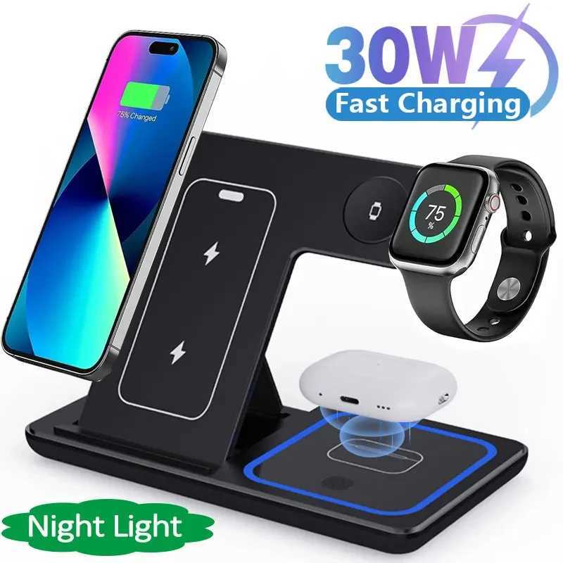 3-in-1 Foldable Wireless Charger Stand Suitable for iPhone 15 14 13 12 Pro Max Plus IWatch AirPods 3/2 Fast Charging Station Stand Y241118