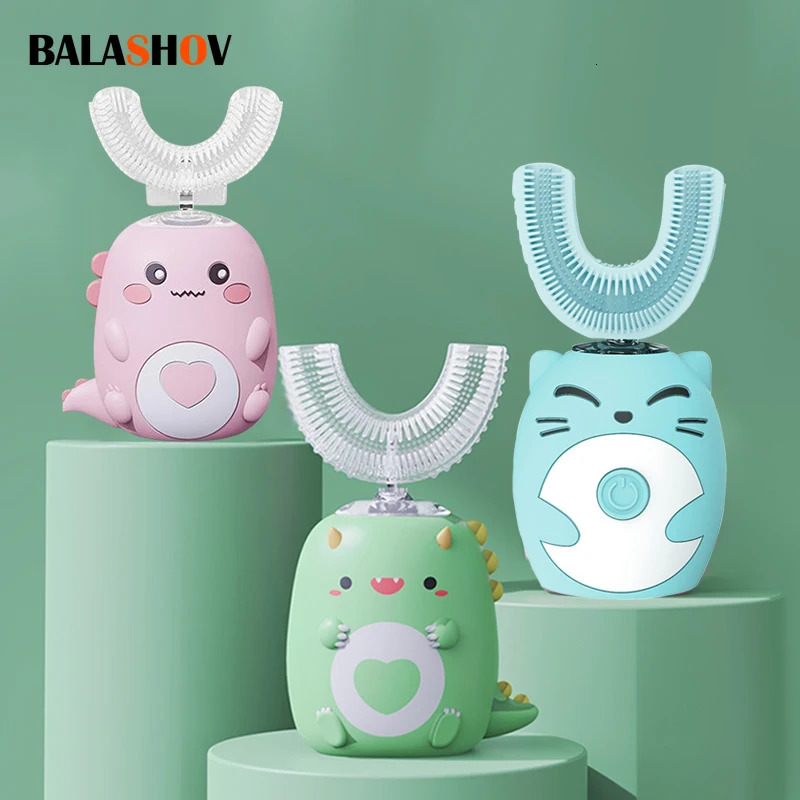 Bambini A Forma Di U Sonic Electric Dente Sbrush Bambini Silicon Dente A 360 Gr…
