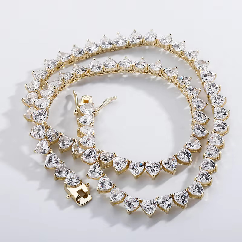 New Arrival 6mm Shape Dia Fine Jewelry Lovely Heart CZ Tennis Chain Fashion Necklaces For Women Free shipping Free shipping