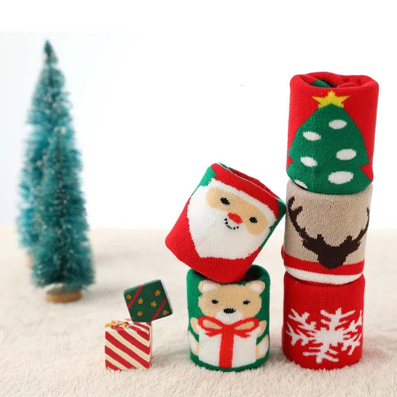 Christmas Childrens Warm Socks for Girls Boys Baby Cute Knitted Baby Boys Children Thick Preschool Girls Socks Children Winter 241118