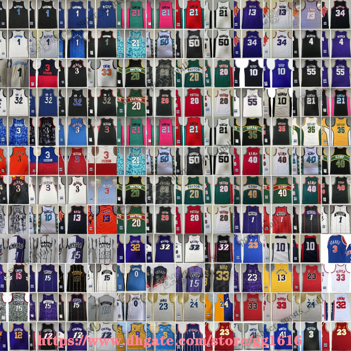 All Teams Retro Basketball Jerseys Michael Iverson 24Bryant Hamilton Anthon Mutombo Williams Cousins Webber Rich Worthy West Chamberlain James Morant