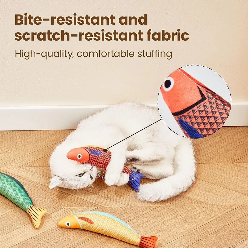 Cat Toy Claw 3D Simulation Fish Goldfish Kitten Pillow Interactive Sound Chewing Plush Supplies 250312