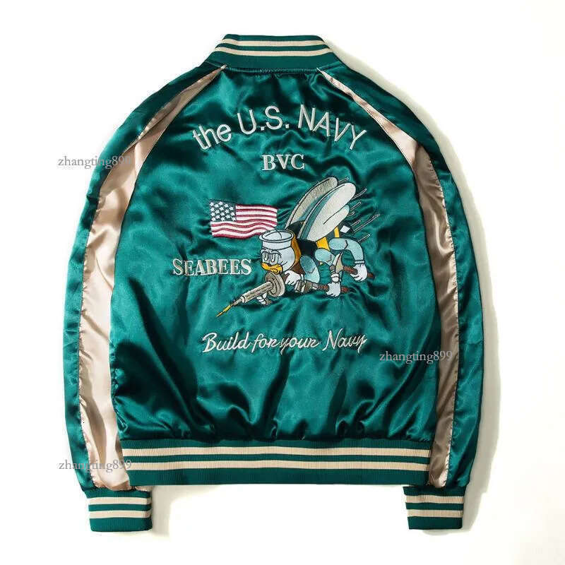 Men's Jackets Japan Yokosuka Embroidery Jacket Men Women Fashion Vintage Baseball Uniform Both Sides Wear Bomber