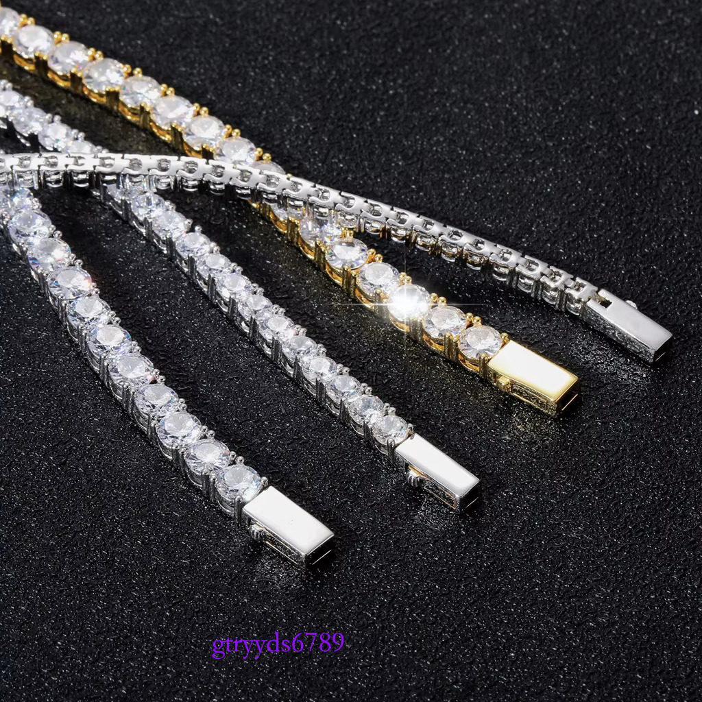 High Quality 3MM-6MM Iced Gold Chain Necklace Men Women HipHop Style Dia Bg Jewelry Tennis Players