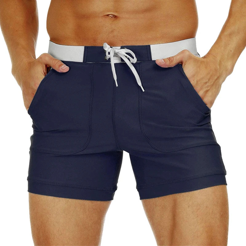 MAGCOMSEN Mens Swimwear Shorts Summer Quick Dry Swimming Trunks Surf Board Boxer Briefs Swimsuit Beach Sunbathing 240417