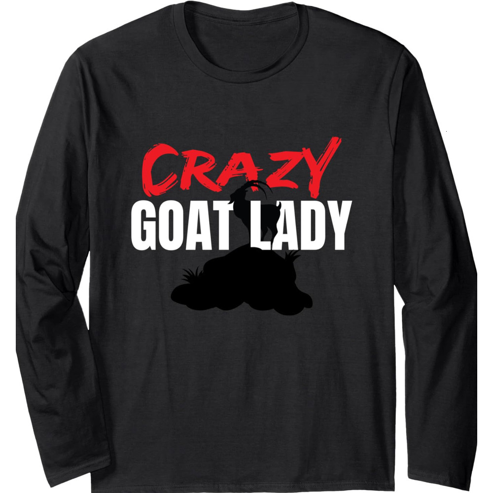 Long Sleeve Shirts for Men sweatshirt Crazy Goat Lady Goat Lover Animal Funny Gift Long Sleeve Tee Streetwear Casual tops clothes cool