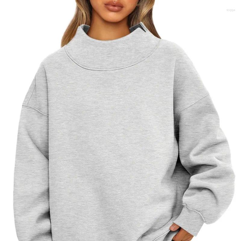 Womens Hoodies 2024 European And American Sweatshirts Long Sleeves Turtlenecks Casual Sweaters Velvet Tops