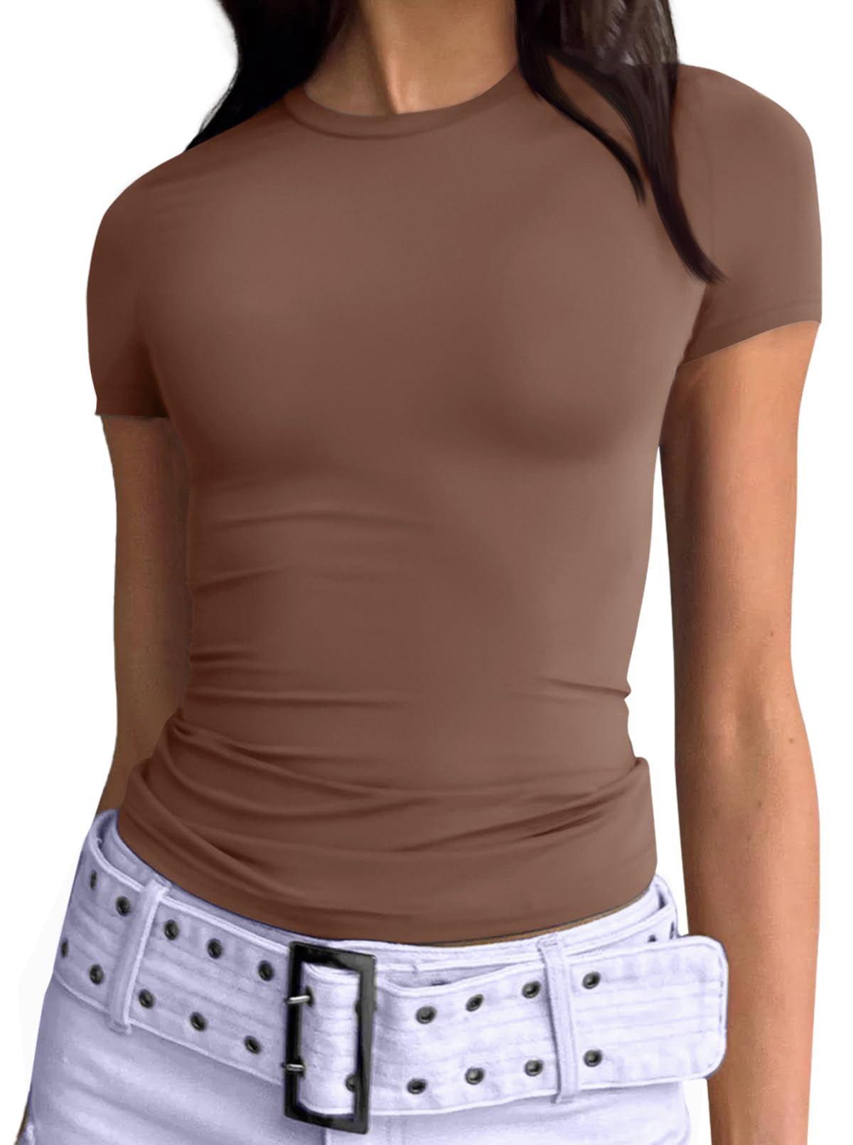 women clothes t shirt womens clothing Panelled Solid color Casual Slim Fit Regular short sleeve Breathable XS XL tops women clothing