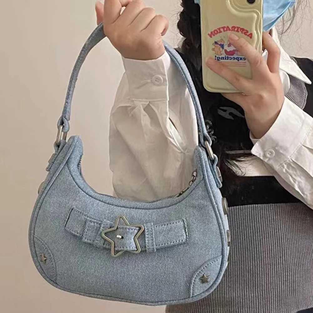 Vintage Korean Casual Cute White Star Shoder Underarm Tote Bag Ladies Sling Bags Leather Zip Purses Handbags For Wen Z250515