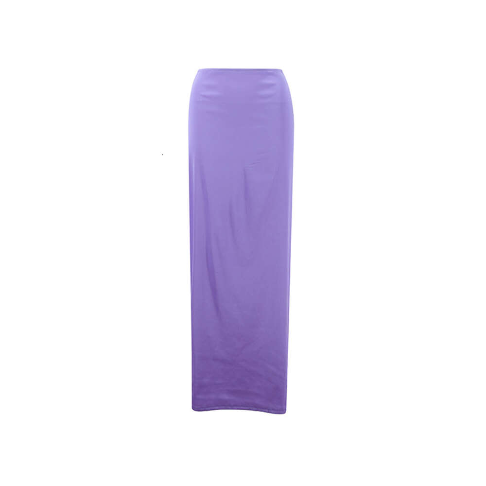 2024Celebrity Autumn High End Solid Color Slim Fit Long Irregular Draping Flesh Covering Skirt F41924