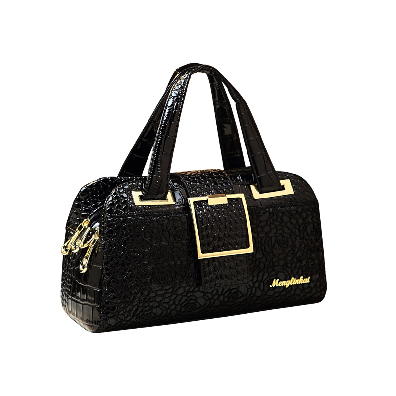Cowhide Leather Women Handbag Lace Crocodile Pattern Mother Bag Shoulder Messenger Three-Layer Middle-Aged Portable Boston Bags Genuine Leather BagVoy