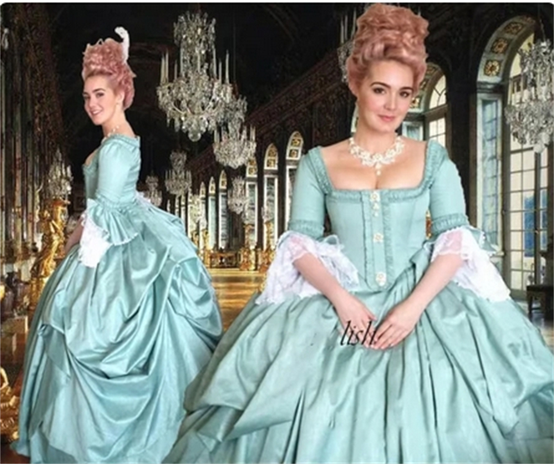 Renaissance Rococo Prom Dresses Purple Vintage Medieval Queen Marie Antoinette Cosplay Costume Ruched Fantasy Special Occasion Dress Flare Long Sleeve