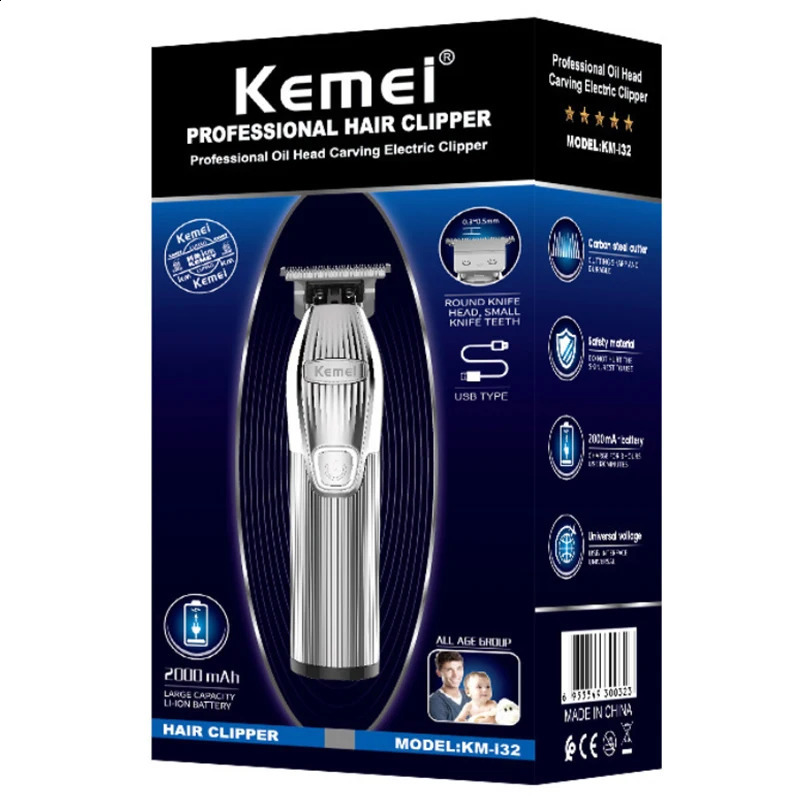 Original Kemei Professional Cordless Rechargeable Mens Hair Trimmer Electric Hair Clipper 241119