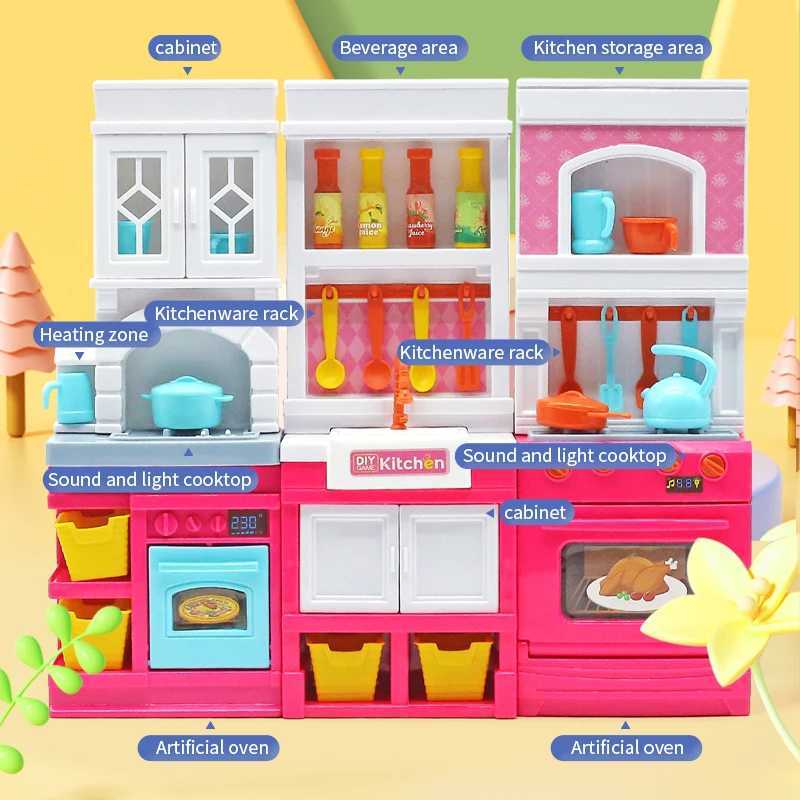 DIY Kid Play House simulation kitchen toys kitchen lighting and sound cooking game set fun educational toys for children W241119