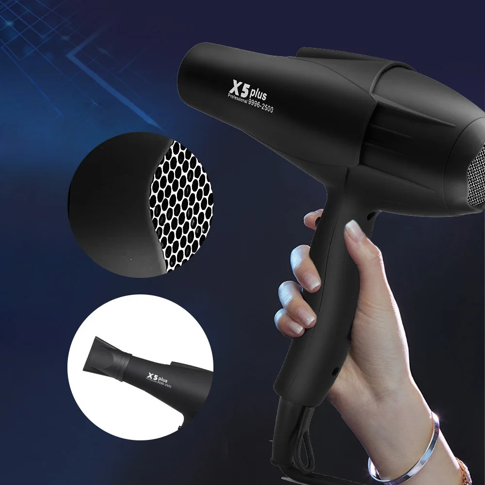 Professional Ionic Salon Hair Dryer 2500W Powerful and Cold Strong Wind ACMotor Ion Blow Dryer Quiet Hairdryer with 2 Nozzle 240415