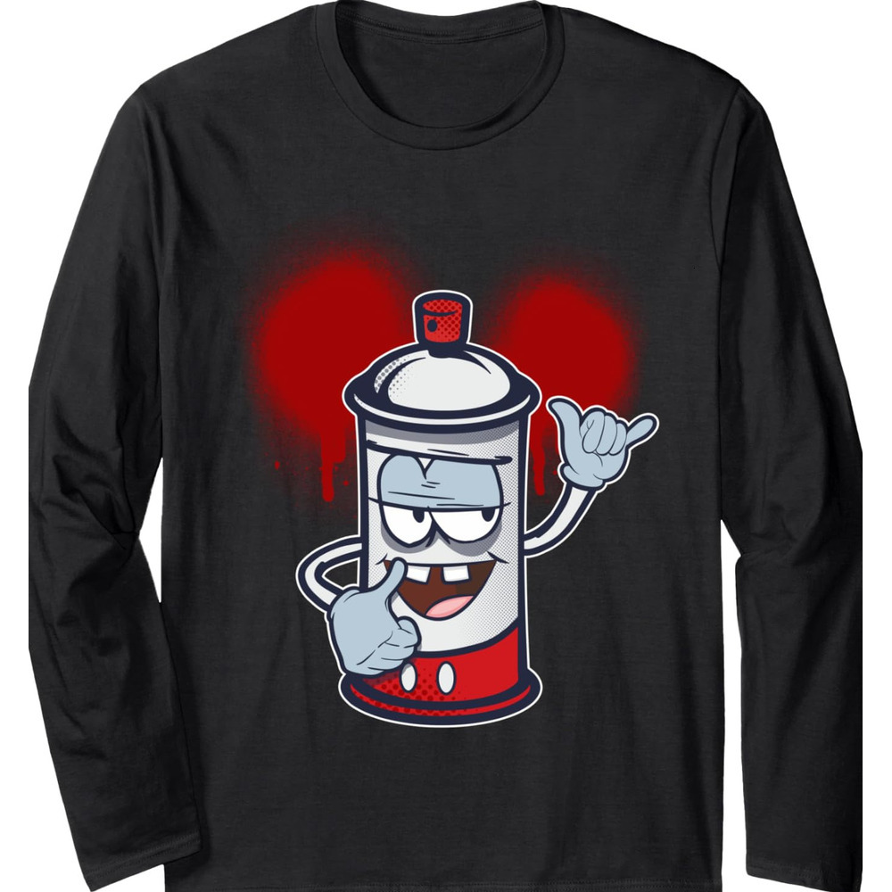 Long Sleeve Shirts for Men sweatshirt Happy Dancing Graffiti Spray Can Character Gift Long Sleeve Tee Streetwear Casual tops clothes