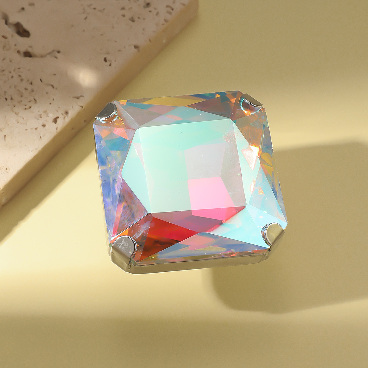 Cluster Rings Y2K 5PCS/LOT Colorful Open Adjustable Square Rhinestone Ring Fashion Jewelry Accessory For Party