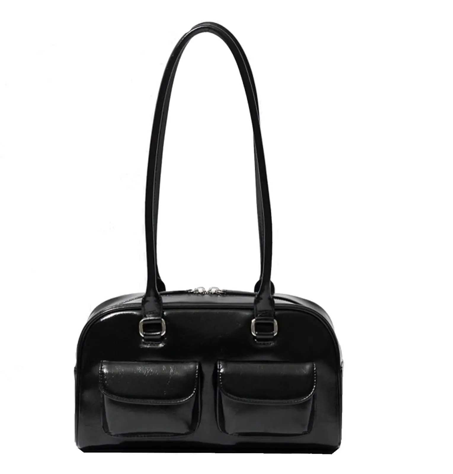 Fashionable womens shoulder bag crossbody bag handbag multi pocket bowling bag Boston bag Y250603