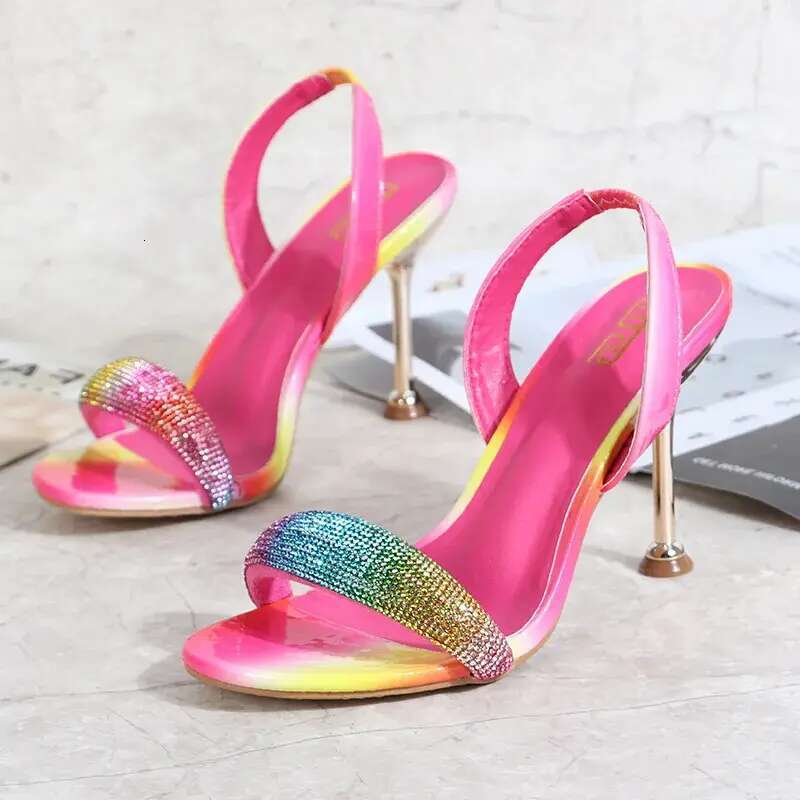 Low Sandals Woman Leather Shoes Lady 2023 Clear Heels Large Size All-Match Suit Female Beige Low-heeled Stiletto New Elastic Ba 2995