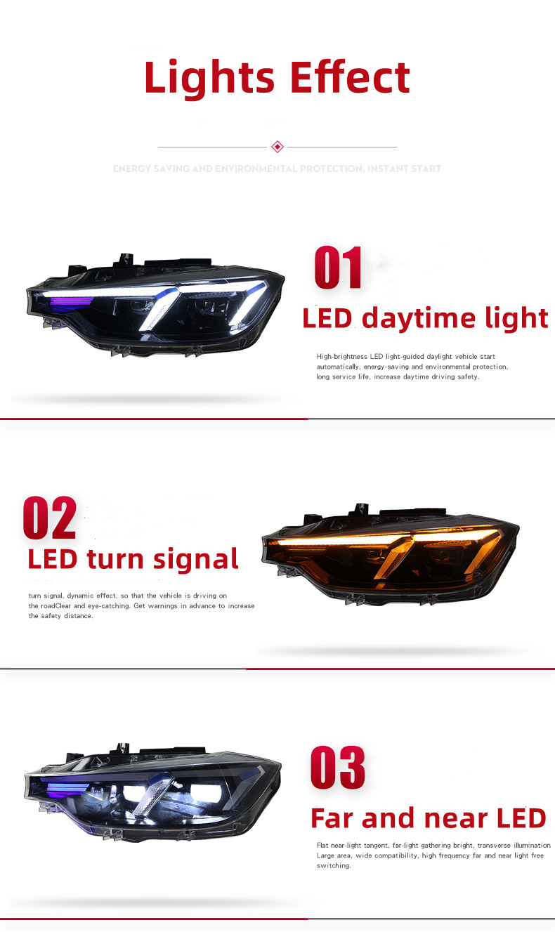 Full LED Headlight for BMW 3series F30/F35 20 13-20 18 320 325 DRL Dynamic Signal Daytime Headlamp Accembly