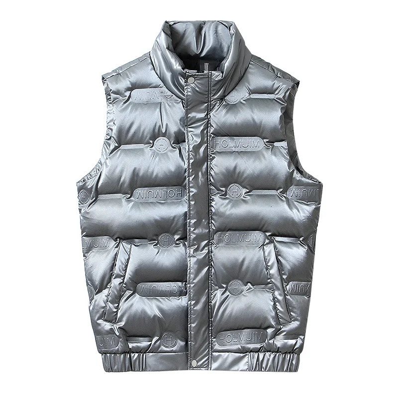DOWN vests Thicken Bright Vest Men Winter Warm casual 90% white duck down Waistcoat male Gielt Casual black sliver vests Man 241118
