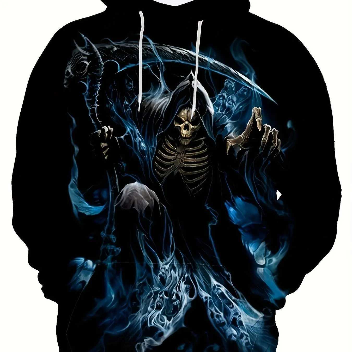New Arrival Mens 3D printed horror Skl sweatshirt outdoor plow coat long Sve hoodie daily fashion autumn Z241118