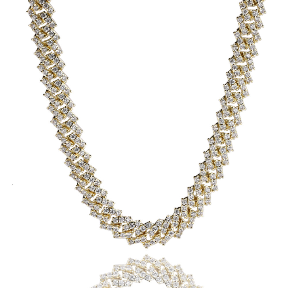 12MM Spring Buckle Diamond Cuban Link Chain Necklace Bracelet Hip Hop Iced Out Cz Cubic Zirconia Prong Personalized Trendy Diamond Mens Neck Wrist Jew