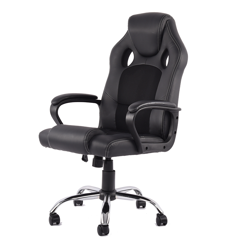 Black Executive Office Chair with Lumbar Support and Swivel Base
