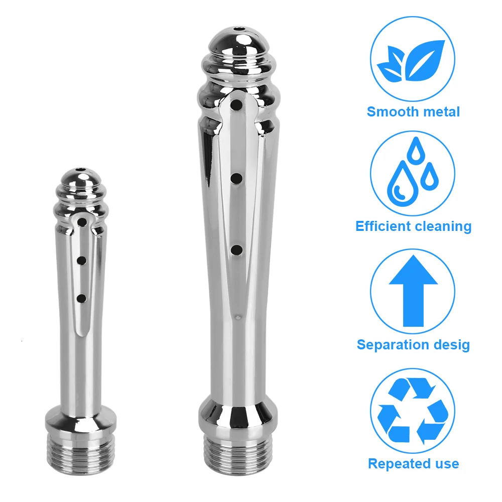 7 Holes Metal Anal Washer Nozzles Butt Plug for Women Vaginal Shower Men Anus Cleaner Enema Douche Sex Toys Couple Games 240325