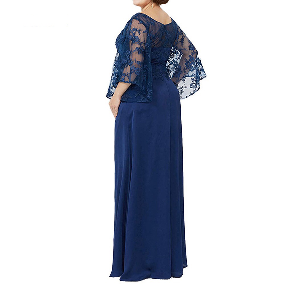Elegant Geen Long Mother Of The Bride Dresses Floor Length Plus Size Satin Evening Gowns Lace Sleeves Wedding Guest Dress Groom Mom Formal Wear Prom P