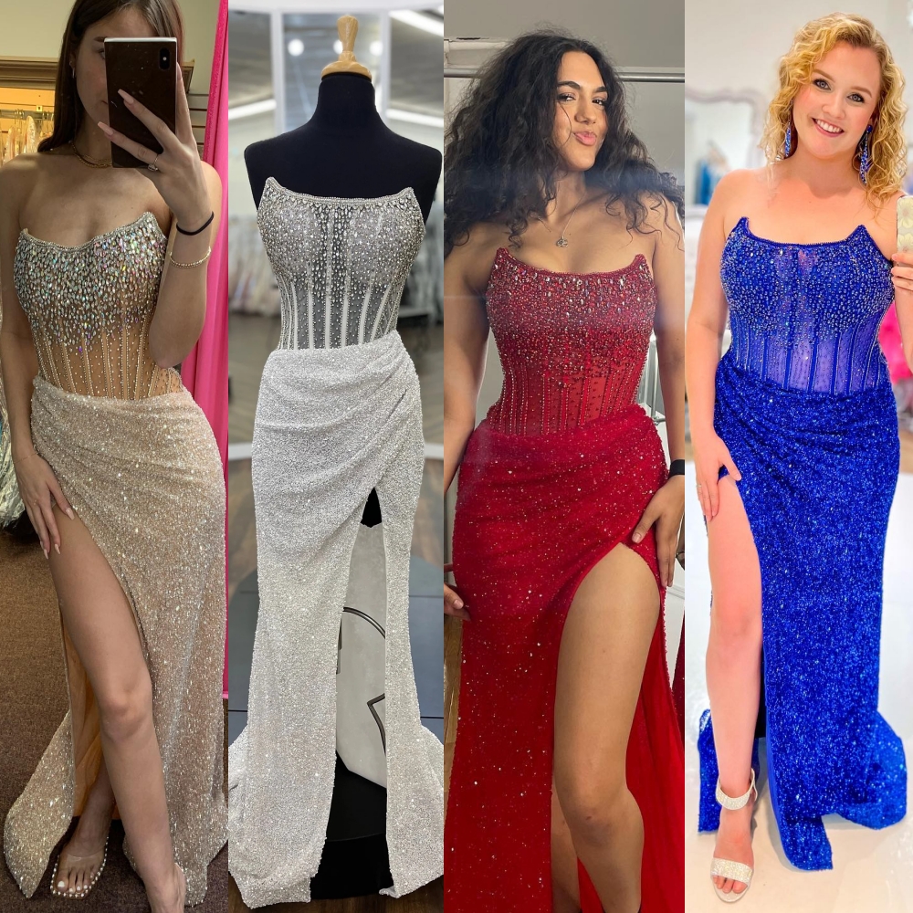 Corset Bustier Formal Party Dress Draped Slit Column Celebrity Lady Pageant Prom Evening Event Special Occasion Hoco Gala Cocktail Red Carpet Runway G