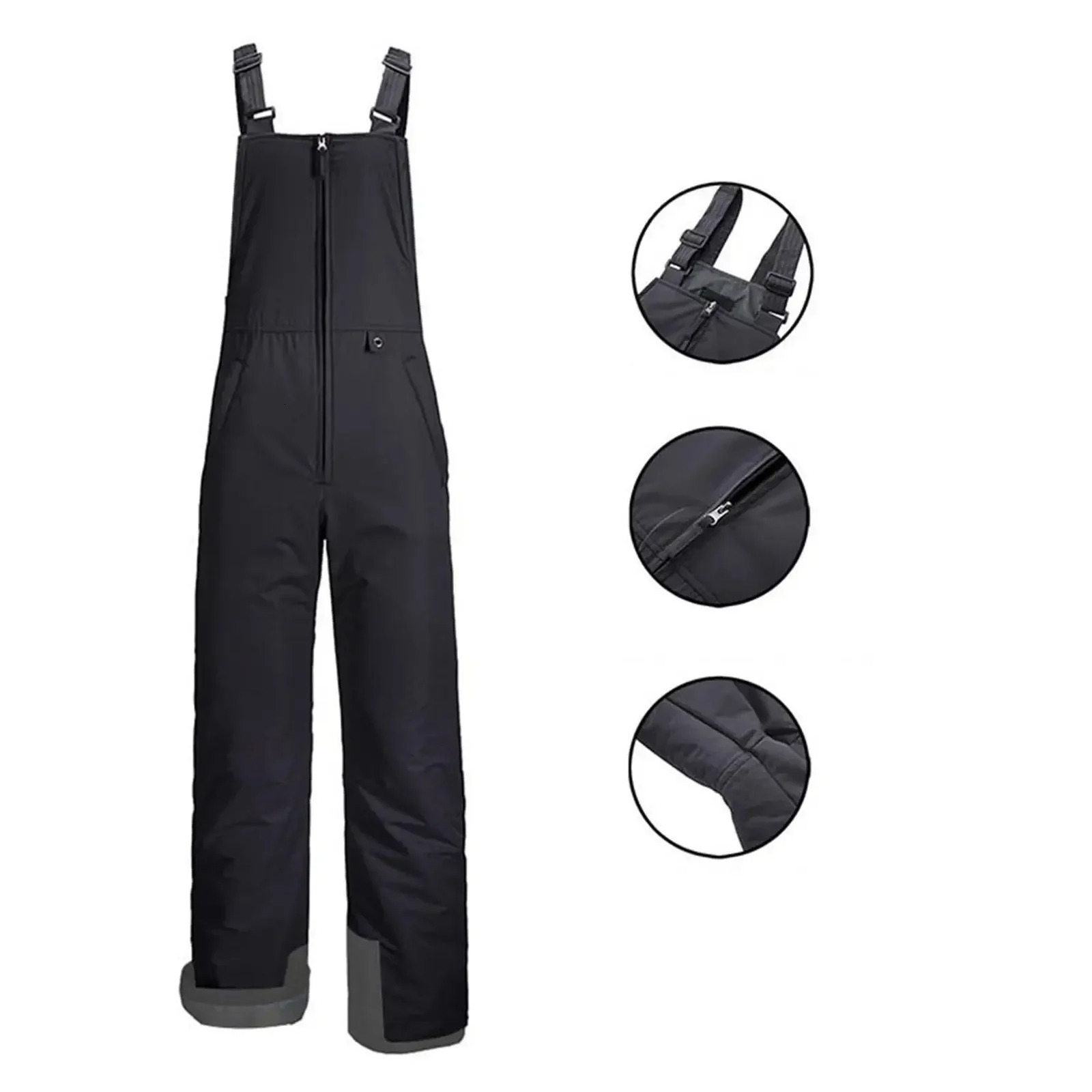 Insulated Ski Pants Overalls Ripstop Warm Insulated Snowboard Overalls Comfortable Snow Bibs Ski Pants For Men And Women Black 241118
