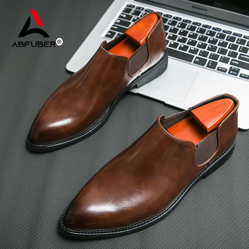 Fashion Work Shoes Men Party Wedding Leather Men Shoes Loafers Slip On Business Formal Pointed Social Office Derby Shoes 241118