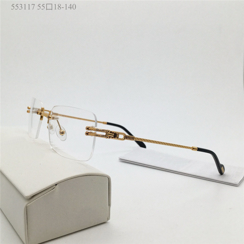 New fashion design classic optical glasses 553117 rimless square lens simple shape men and women business style light and easy to wear eyewear top quality