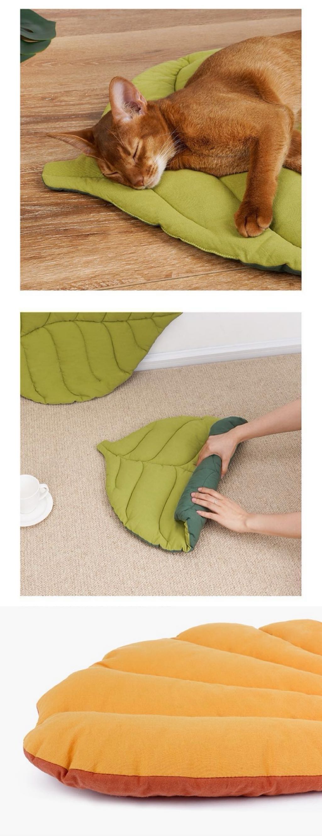 Cat Bed Mats Soft Cotton Leaf Shaped Kitten Cat Puppy Dog Bed Mat Sleep Blanket Home Pets Double Sided Pad Floor Rugs Washable