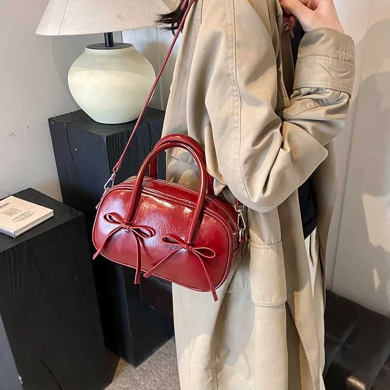 LEFTSIDE Bow Design Box PU Leather Shoe Bag Womens Handbag and Wallet Wen 2024 Y2K Korean Fi Top Handle Cross body Bag Y250318