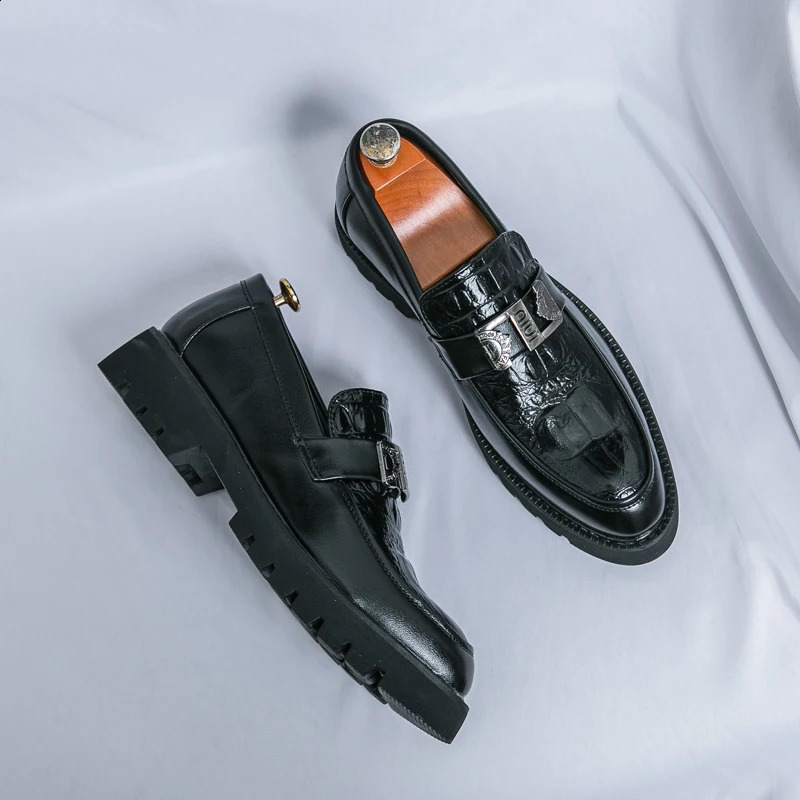 White Loafers Mens Party and Business Loafers Thick Soled Men Dress Platform Shoes Comfortable Slip-On Fashion Casual Shoes 250410