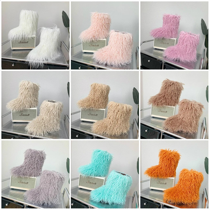 Chic Harajuku Y2k Fashion Fluffy Furry Snow Boots Women Winter Thick Warm Outdoor Fur Boots Cute Lotita Boot Shoes 241118