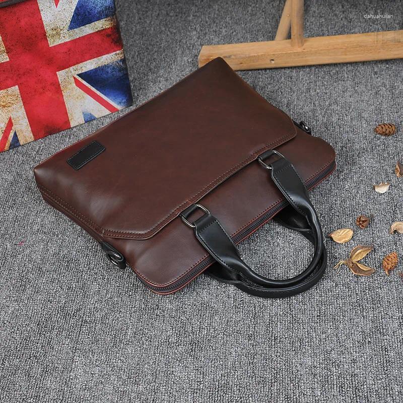 Free Shipping Briefcases Briefcase For Men PU Leather Executive Laptop Office Portfolio Vintage Handbag Tote Messenger Business Bag Documents