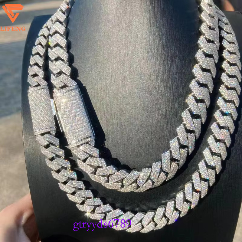New Fashion 20mm Ice out Moissanite Dia Cuban k Chain Gold Plated Hip-Hop Necklace for Men and Women