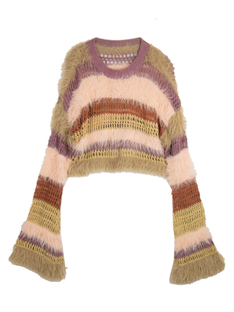 Haruku New Patchwork Oversized Autumn Winter Jumper Short Sweater Women Kawaii Fashion Hollow Pullover Sueter Mujer