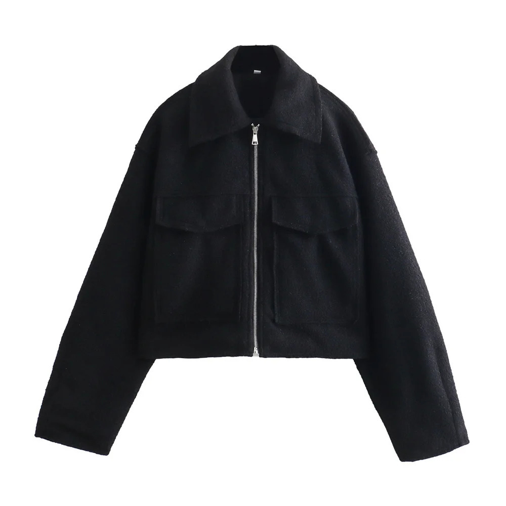 ZAR * Spring/Summer Womens European and American Style Casual Versatile Loose Beaded Leather Short Jacket Coat 240408