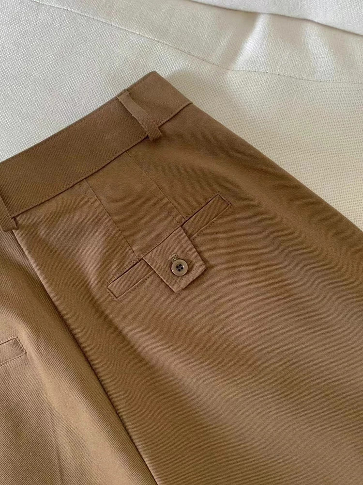 QOERLIN Suit Pants Women High Waist Wide Leg Casual Classical Old Money Office Brown Trousers Korean Style Fashion Elegant Pants 241118