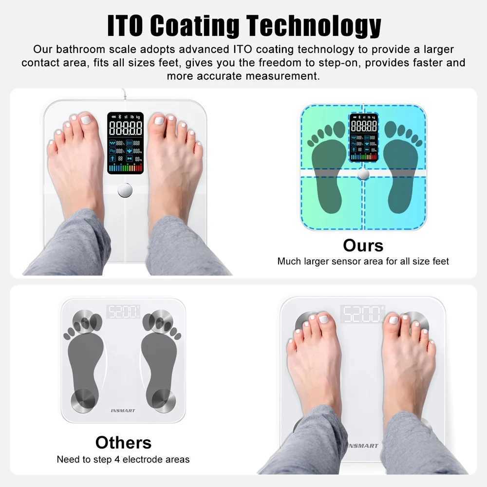 Body Weight Scales 8 Electrode Body Weight Scale Balance Smart Scales with Screen Digital Scale BMI Bluetooth Body Fat Bathroom Scales 240419