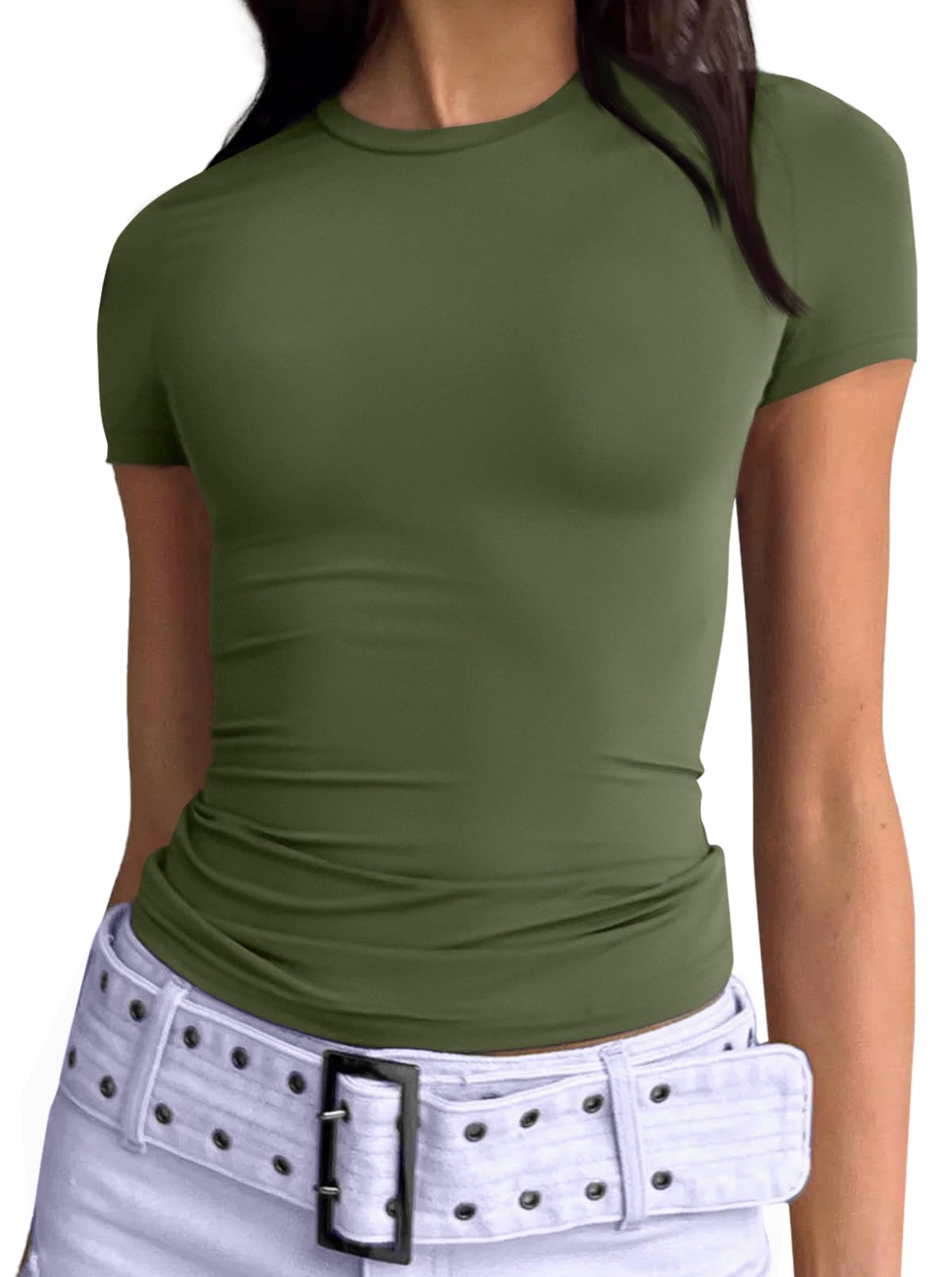 women clothes t shirt womens clothing Panelled Solid color Casual Slim Fit Regular short sleeve Breathable XS XL tops women clothing